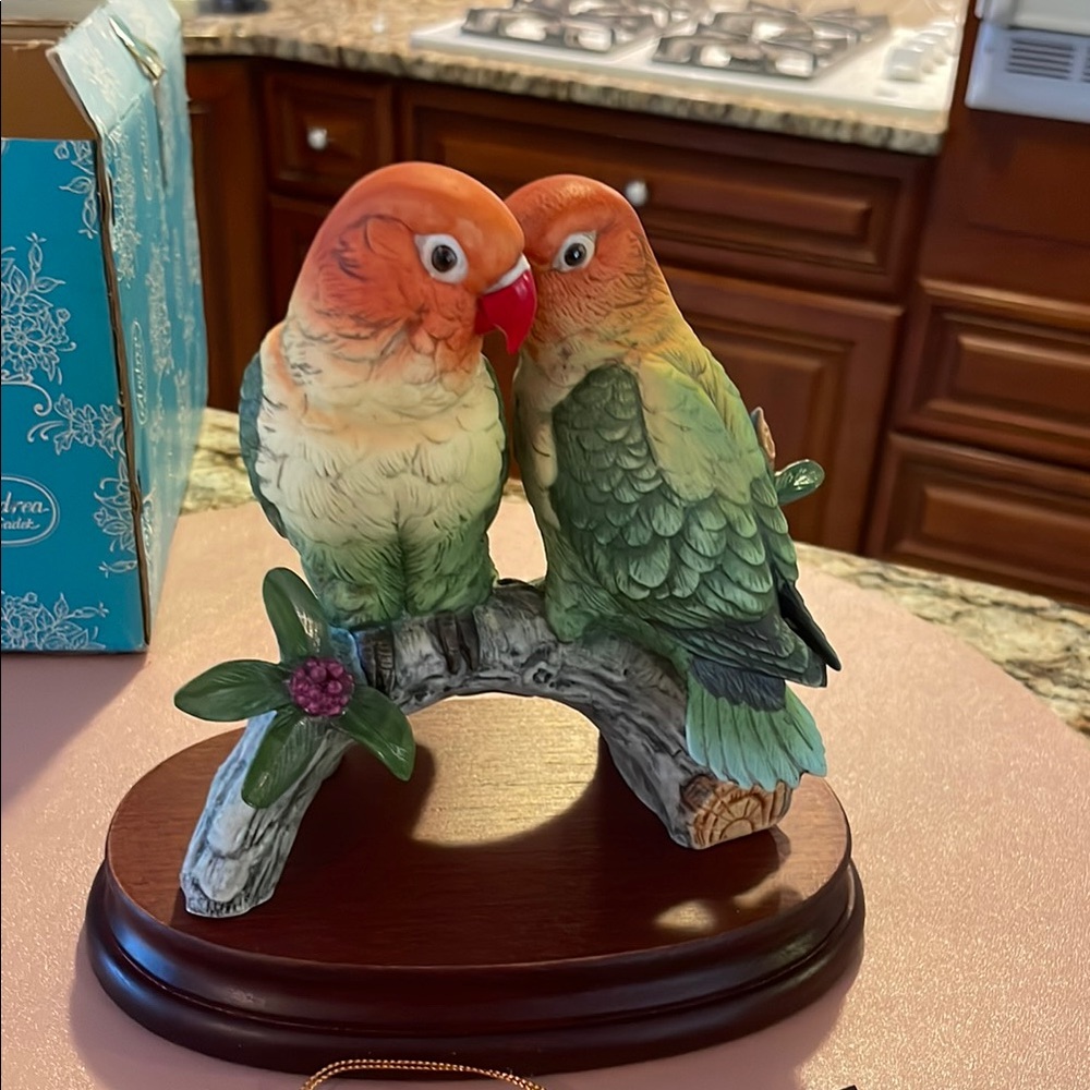 Andrea By Sadek Colorful Parrot Love Birds Figurine